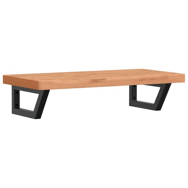 vidaXL Deska pod umyvadlo n&aacute;stěnn&aacute; ocel a masivn&iacute; bukov&eacute; dřevo