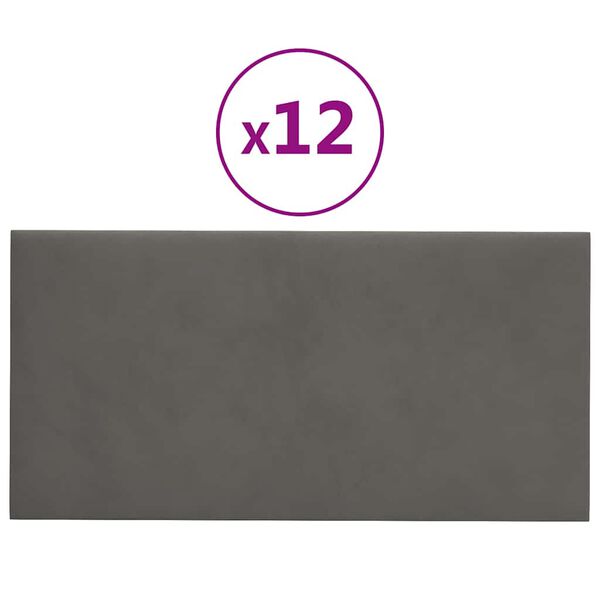 vidaXL N&aacute;stěnn&eacute; panely 12 ks tmavě &scaron;ed&eacute; 60 x 30 cm samet 2,16 m&sup2;