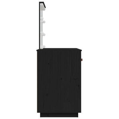 vidaXL Toaletní stolek s LED černý 95 x 50 x 133,5 cm masivní borovice