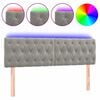 vidaXL Čelo postele s LED světle &scaron;ed&eacute; 144 x 7 x 78/88 cm samet