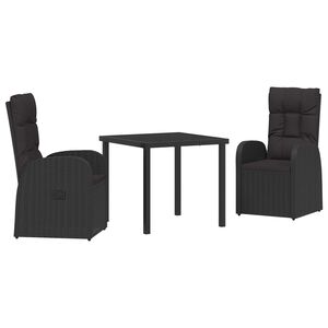 vidaXL Zahradn&iacute; j&iacute;deln&iacute; souprava s pol&scaron;t&aacute;řem 3 pcs Čern&aacute; polyratan