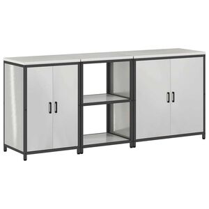 vidaXL Kuchyňská skladovací sada s policí Jiný 3 pcs Stříbrná Ocel