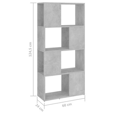 vidaXL Knihovna / dělicí stěna betonově šedá 60 x 24 x 124,5 cm