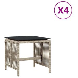 vidaXL Zahradn&iacute; stoličky podu&scaron;ky 4 ks světle &scaron;ed&eacute; 41x41x36cm polyratan