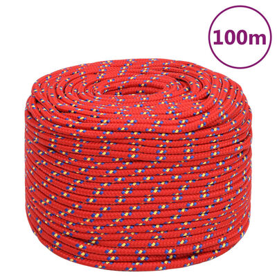 vidaXL Lodní lano červené 10 mm 100 m polypropylen