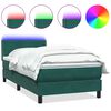 vidaXL Box spring postel s matrac&iacute; a LED tmavě zelen&aacute; 100x210 cm samet