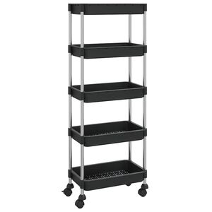 vidaXL Kuchyňsk&yacute; voz&iacute;k s 5 patry čern&yacute; 42x29x128 cm železo a ABS