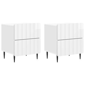 vidaXL Nočn&iacute; skř&iacute;ňka 2 ks B&iacute;l&aacute; s vysok&yacute;m leskem 43 x 34,5 x 49,5 cm