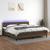 vidaXL Box spring postel s matrac&iacute; a LED tmavě hněd&aacute; 200x200 cm textil