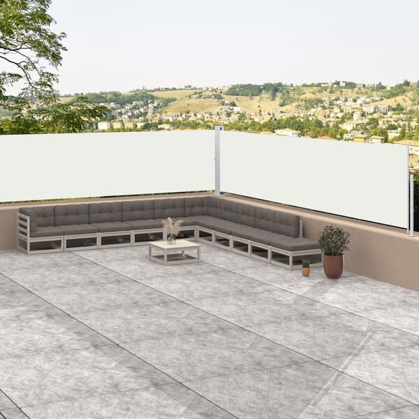 vidaXL Zatahovací boční markýza / zástěna krémová 100 x 1000 cm