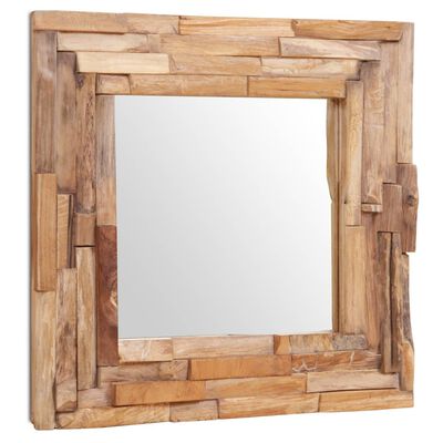 vidaXL Dekorativní zrcadlo teak 60 x 60 cm čtvercové