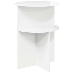 vidaXL Bočn&iacute; stůl s &uacute;loži&scaron;těm B&iacute;l&aacute; s vysok&yacute;m leskem &Oslash; 39,5 x 55 cm