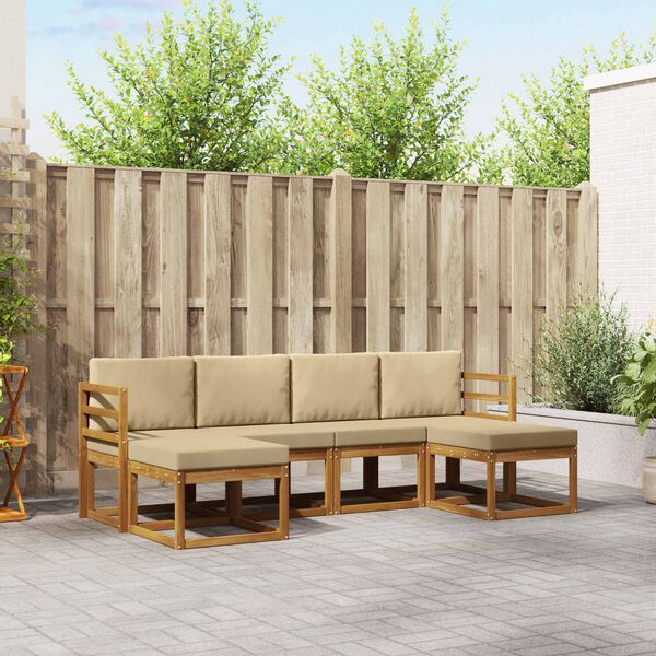 vidaXL Venkovn&iacute; pohovkov&aacute; souprava 6 pcs Přirozen&aacute; a B&eacute;žov&aacute;