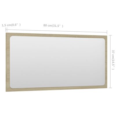vidaXL Koupelnové zrcadlo dub sonoma 80 x 1,5 x 37 cm dřevotříska