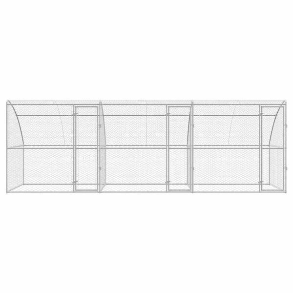 vidaXL Ps&iacute; kennel 3 pcs Stř&iacute;brn&aacute; 6 x 2 x 2 m Pozinkovan&aacute; ocel