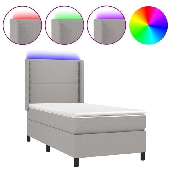 vidaXL Box spring postel s matrac&iacute; a LED světle &scaron;ed&aacute; 80x200 cm textil
