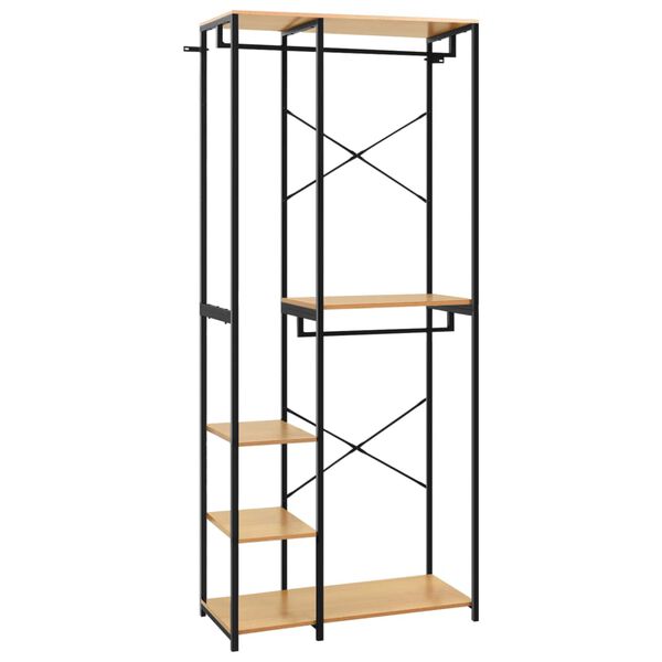 vidaXL Šatní skříň černá a dub 90 x 40 x 213 cm kov a dřevotříska