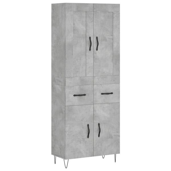 vidaXL Skř&iacute;ň highboard betonově &scaron;ed&aacute; 69,5x34x180 cm kompozitn&iacute; dřevo