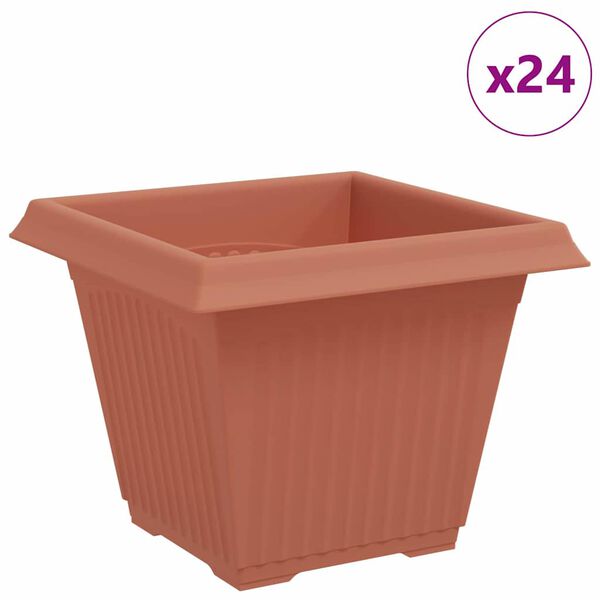 vidaXL Čtvercov&yacute; květin&aacute;č 24 pcs Cihlově červen&aacute; 43 x 43 x 33.5 cm