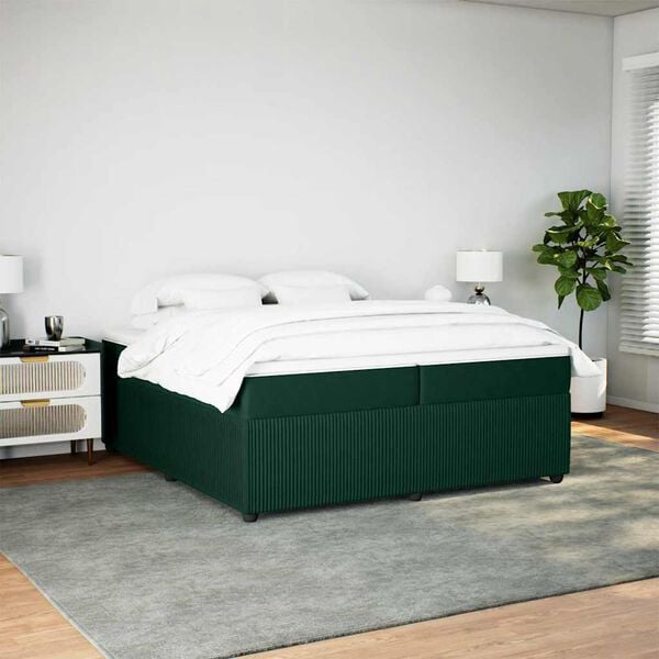 vidaXL Box spring postel s matrac&iacute; tmavě zelen&aacute; 200x200 cm samet