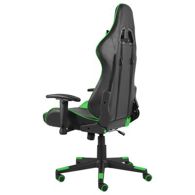 vidaXL Otočná herní židle zelená PVC
