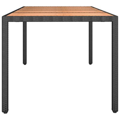 vidaXL Zahradní stůl s dřevěnou deskou černý polyratan masivní akácie