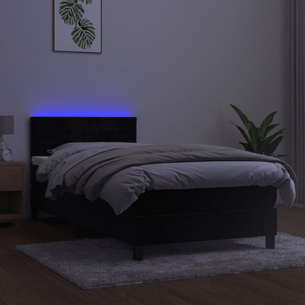 vidaXL Box spring postel s matrac&iacute; a LED čern&aacute; 100x200 cm samet