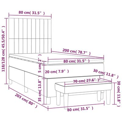 vidaXL Box spring postel s matrací růžová 80 x 200 cm samet