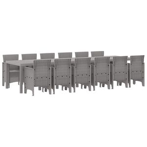 vidaXL Zahradní jídelní souprava 13 pcs Světle šedá Ratan Polt