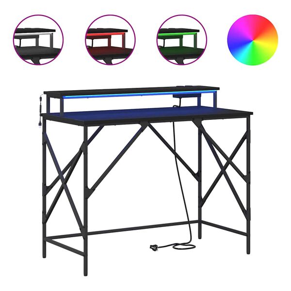 vidaXL Stůl s polic&iacute; Čern&yacute; dub 100 x 50 x 86,5 cm kompozitn&iacute; dřevo