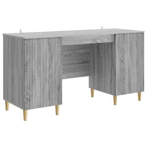 vidaXL Stůl s polic&iacute; &Scaron;ed&aacute; sonoma 142,5 x 50 x 75 cm Kompozitn&iacute; dřevo