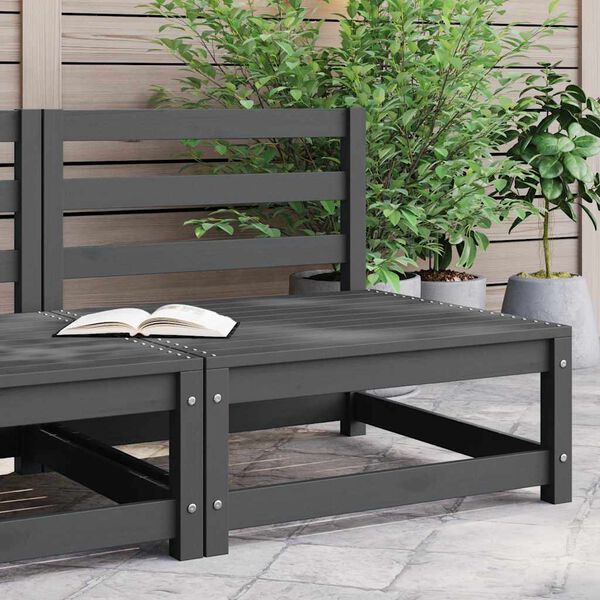 vidaXL Zahradní středová pohovka šedá masivní borové dřevo