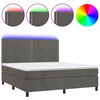 vidaXL Box spring postel s matrac&iacute; a LED tmavě &scaron;ed&aacute; 180x200 cm samet
