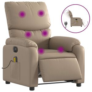vidaXL Elektrick&eacute; mas&aacute;žn&iacute; polohovac&iacute; křeslo cappuccino uměl&aacute; kůže