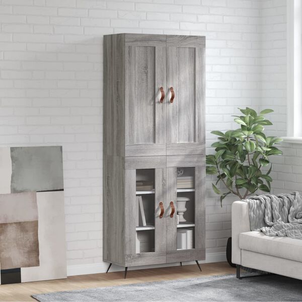 vidaXL Skř&iacute;ň highboard &scaron;ed&aacute; sonoma 69,5 x 34 x 180 cm kompozitn&iacute; dřevo
