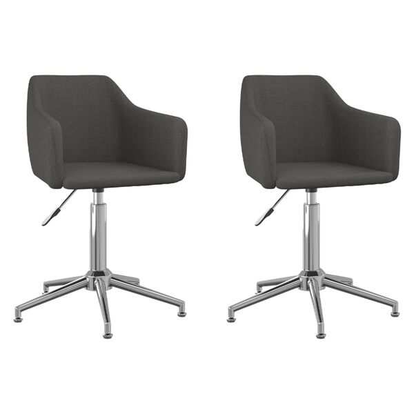 vidaXL Otočn&eacute; j&iacute;deln&iacute; židle 2 ks tmavě &scaron;ed&eacute; textil