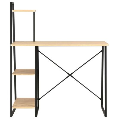 vidaXL Psací stůl s poličkami černý a dubový odstín 102 x 50 x 117 cm