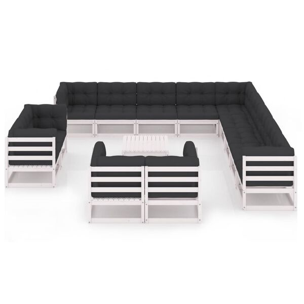 vidaXL 14d&iacute;ln&aacute; zahradn&iacute; souprava s podu&scaron;kami b&iacute;l&aacute; masivn&iacute; borovice