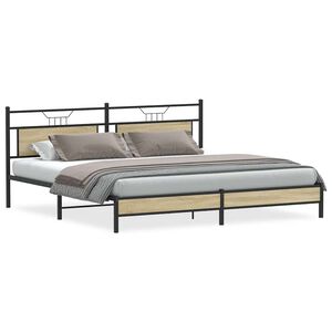 vidaXL Kovov&yacute; r&aacute;m postele bez matrace dub sonoma 193 x 203 cm