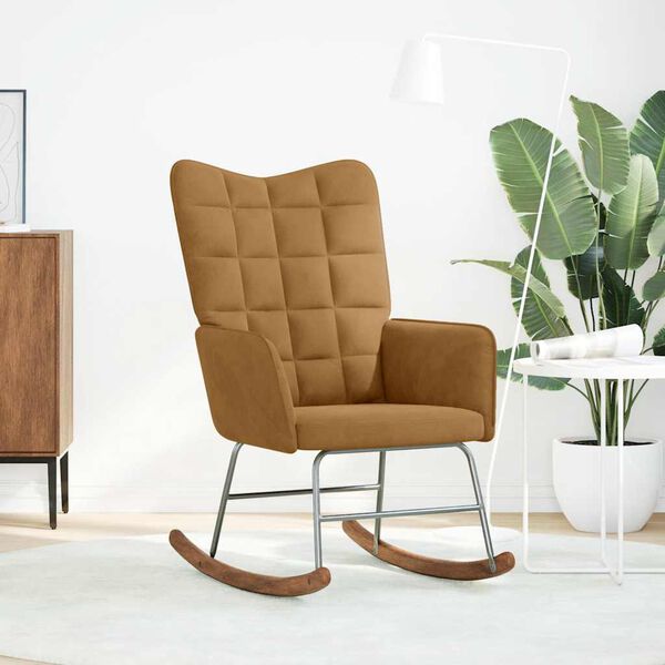 vidaXL Houpac&iacute; křeslo hněd&eacute; samet