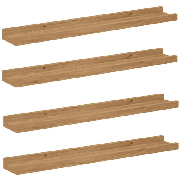 vidaXL N&aacute;stěnn&aacute; polička 4 pcs Hněd&aacute; 60 x 9 x 3 cm kompozitn&iacute; dřevo