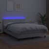 vidaXL Box spring postel s matrac&iacute; a LED b&iacute;l&aacute; 140x200 cm uměl&aacute; kůže