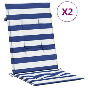 vidaXL Podu&scaron;ky na židli vysok&eacute; opěradlo 2 ks modr&eacute; a b&iacute;l&eacute; pruhy textil