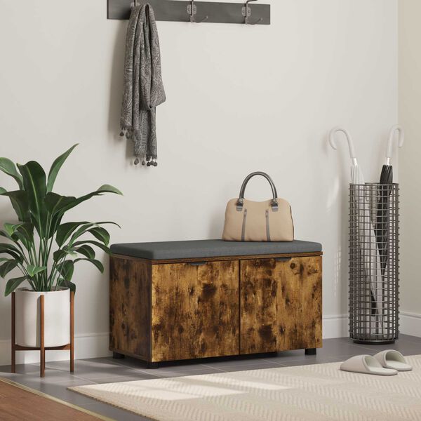 vidaXL Chodbičkov&aacute; lavice s pol&scaron;t&aacute;řem Kouřov&yacute; dub 80 x 46 x 46 cm