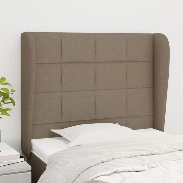 vidaXL Čelo postele typu u&scaron;&aacute;k taupe 103x23x118/128 cm textil