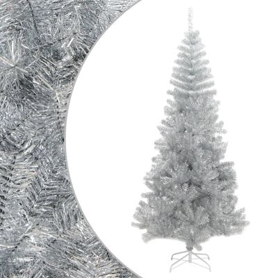 vidaXL Umělý vánoční stromek se stojanem stříbrný 240 cm PET