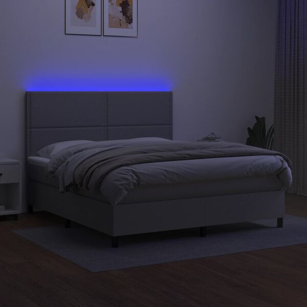 vidaXL Box spring postel s matrac&iacute; a LED světle &scaron;ed&aacute; 160x200 cm textil