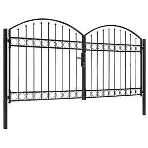 vidaXL Plotov&aacute; br&aacute;na ASSEN dvoukř&iacute;dl&eacute; dveře s klenut&yacute;m vr&scaron;kem ocelov&aacute; 300 x 125 cm