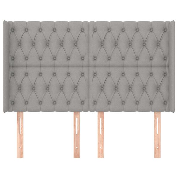 vidaXL Čelo postele typu u&scaron;&aacute;k světle &scaron;ed&eacute; 163x16x118/128 cm textil