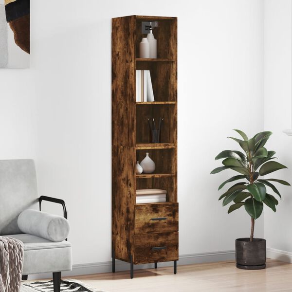 vidaXL Skř&iacute;ň highboard kouřov&yacute; dub 34,5 x 34 x 180 cm kompozitn&iacute; dřevo